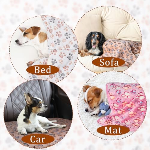 1 Pack 3 Blankets for Dog Puppy Cat (Small 23x16'', Beige, Grey, Navy)