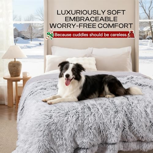Luciphia Calming Waterproof Dog Blanket, Reversible Faux Fur Pet Blanket
