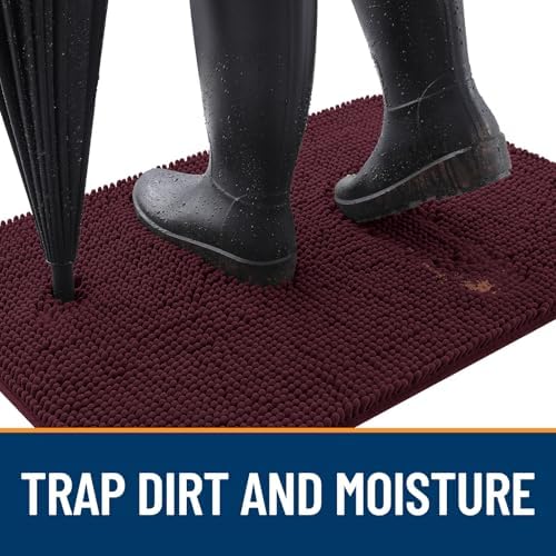 OLANLY Dog Door Mat for Muddy Paws 45x27, Super Absorbent Chenille Mud Mat