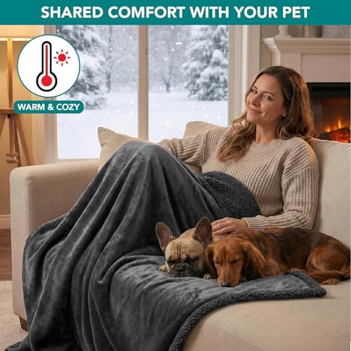 PetAmi Waterproof Dog Blanket for Medium Large Dog Pet, 60x40, Dark Grey