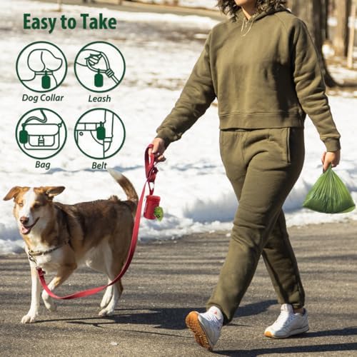 FURHAB Dog Poop Bag Holder for Leash with Carabiner Clip Soft Fabric