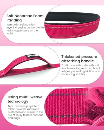 Hands Free Dog Leash, Multifunctional Crossbody Dog Leash, 5.9-9.5Ft Long Waist Belt with Car Seatbelt and Double-Sided Reflective Stitches for Medium and Large Dogs Walking, Jogging