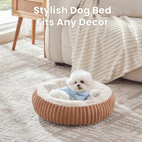 23 inches Calming Donut Dog Bed for Small Dogs,Mocha