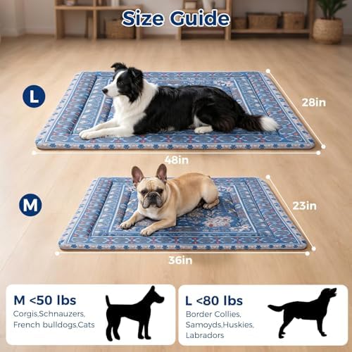 BINGPET Cooling Mat for Dogs, 48x28in Reversible Self-Cooling Dog Pad