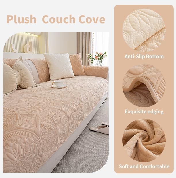 Couch Covers for Sofa, Flower Couch Cover for Dogs, Bohemia Sofa Covers Washable, Anti Slip Furniture Protector Covers for Armrest(1pc, Khaki, 27.6"x 27.6")