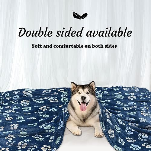 Rezutan Premium Flannel Blankets for Large Dogs & Cats, Navy Blue 80" x 60"