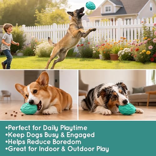 2-Pack Interactive Treat Dispensing Dog Toys, Natural Rubber Chew Toys for Aggressive Chewers, Stuffable Treat Toys for Large & Medium Dogs, Mental Stimulation for Dogs, Boredom Relief