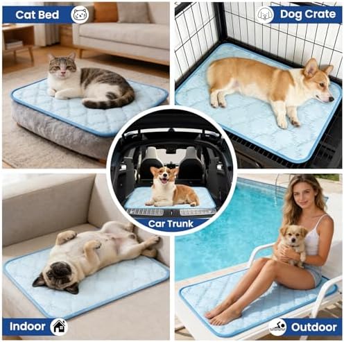 SUPRIY Pet Cooling Mat Pet Fabric for Dogs & Cats Q-Max>0.4(Blue,X-Large)