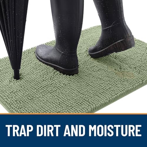 OLANLY Dog Door Mat for Muddy Paws 24x16, Super Absorbent Chenille Mud Mat