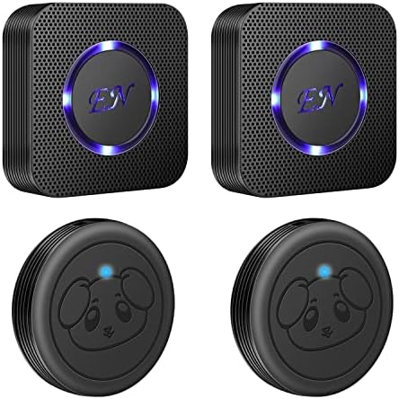 Dog Door Bell, Wireless Doggie Doorbells for Potty Training, Door Bell for Dogs to Go Outside, Dog Bells (Black, 2 Receiver 2 Transmitters)