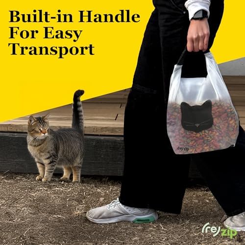 (re) zip Cat Food Storage Bag & Kibble Carrier, 14-Cup Roll Top, Black