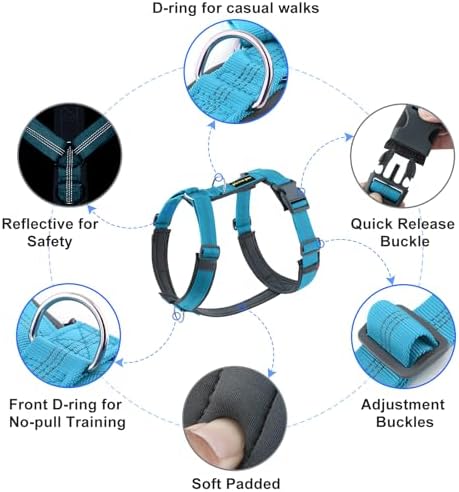 Plutus Pet No Pull Dog Harness, Adjustable Nylon Harness with Soft Padding