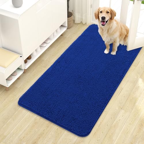 OLANLY Dog Door Mat for Muddy Paws 44x24, Super Absorbent Chenille Mud Mat