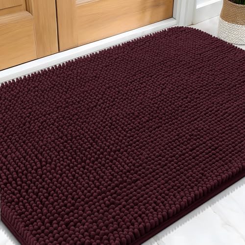 OLANLY Dog Door Mat for Muddy Paws 34x21, Super Absorbent Chenille Mud Mat