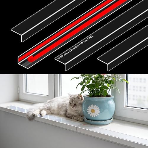Window Sill Protector, 4-Pack Transparent Pet Window Guard & Scratch-Resistant Cover – Heavy Duty Protection from Cat and Dog Claws Chewing for Plants 29.5 '' x 2.2''