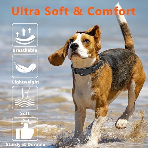 Seyezo Reflective Dog Collar, Soft Neoprene Padded Collar(Black,L)