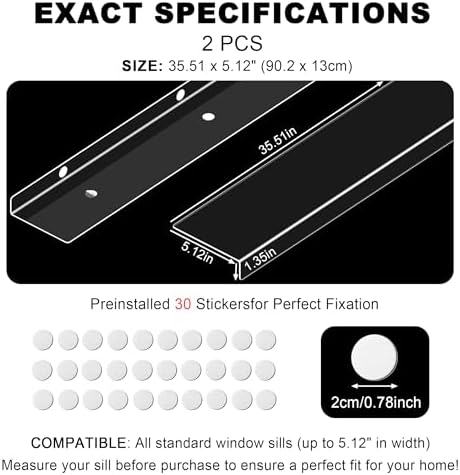 Window Sill Protector, 2-Pack Transparent Pet Window Guard & Scratch-Resistant Cover – Heavy Duty Protection from Cat and Dog Claws Chewing for Plants 35.5 '' x 5.1''