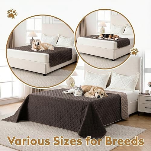 FunFurry Waterproof Dog Blanket, Couch Cover for Dogs Washable, Reversible Dog Bed Cover, Couch Furniture Protector. (Dark＆Light Brown, 40 X 50 Inch - 1 Pack)