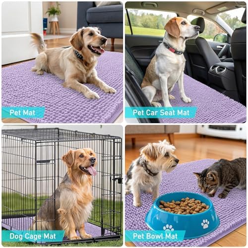 OLANLY Dog Door Mat for Muddy Paws 47x17, Super Absorbent Chenille Mud Mat