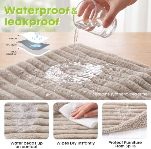 Waterproof Dog Blanket, Washable Reversible Pet Blankets, 27x39in, Camel