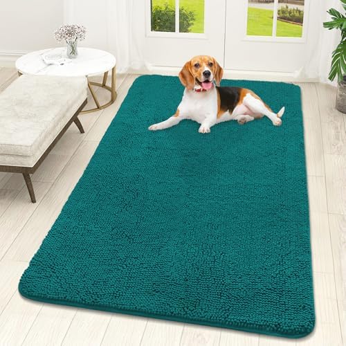 OLANLY Dog Door Mat for Muddy Paws 59x32, Super Absorbent Chenille Mud Mat