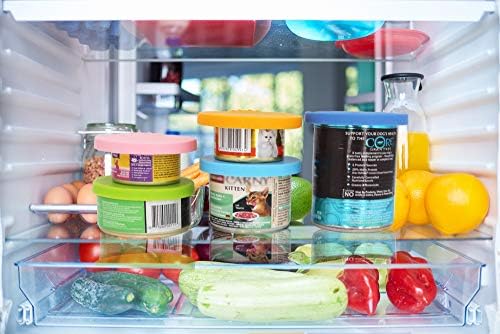 Comtim Pet Food Can Cover Silicone Can Lids for Dog and Cat Food(Universal Size,One fit 3 Standard Size Food Cans),Green and Orange