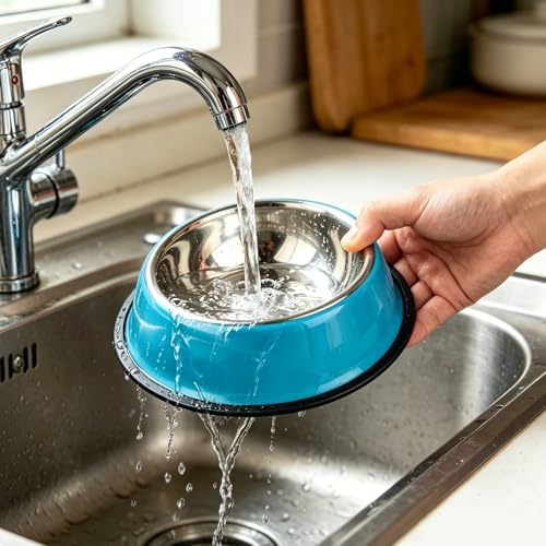 Stainless Steel Dog Bowls, Non-Slip Pet Food Water Bowls 2 Pack, Dishwasher Safe for for Cats Puppies Small Medium Large Dogs (Blue, 4¼ Cup / 34 oz)