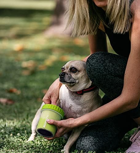 Dexas MudBuster Small Dog Paw Cleaner, Green, For Paws up to 2 inches Wide, Gentle Silicone Bristles for Quick, Easy Cleaning