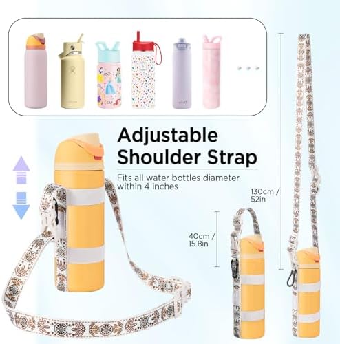 EasyAcc Water Bottle Holder Strap Sling, for Owala FreeSip 24 32 40 oz, Hydro Flask, Cirkul, Yeti, Stanley Flip, Universal Water Bottles, with Carabiner, for Walking Curise Travel (Bottle Excluded)