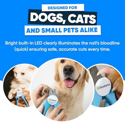 Dog Nail Clippers with LED Light – Safety Guard, Sharp Blades, Nail File Included – for Dogs, Cats & Small Pets