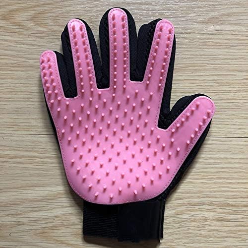 Magik 1-2 Pair Pet Dog Cat De-Shedding Brush Grooming Glove Massage Hair Fur Removal Detangle (1 Pair, Pink)