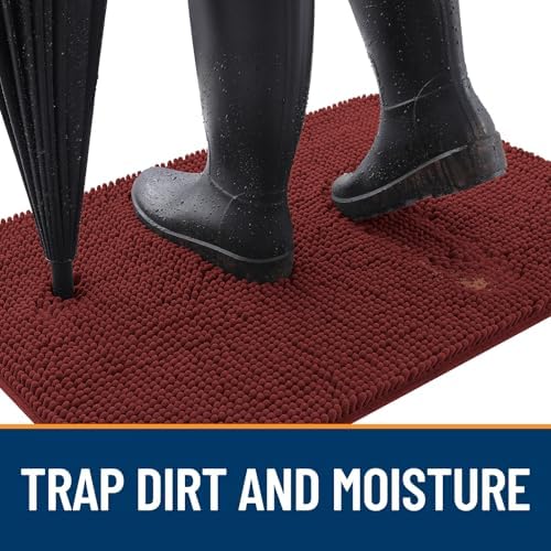 OLANLY Dog Door Mat for Muddy Paws 36x24, Super Absorbent Chenille Mud Mat
