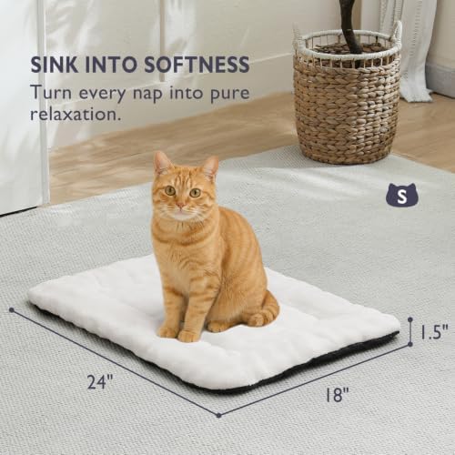 Pet Bed Mat Crate Pad for Cats Small Dogs, Cream White, 24"x 18"