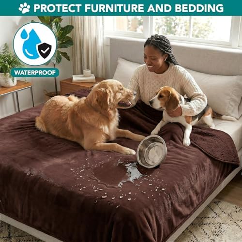 PetAmi Waterproof Dog Blanket Puppy Cat Large Couch Cover, 40x60 Brown