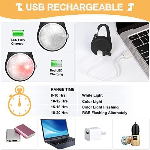 Dog Collar Light, 4 Modes Dog Lights for Night Walking, Rechargeable LED Pet Collar Light for Nighttime Clip on, IP68 Waterproof Pet Walking Accessories-2 Pack(Black)