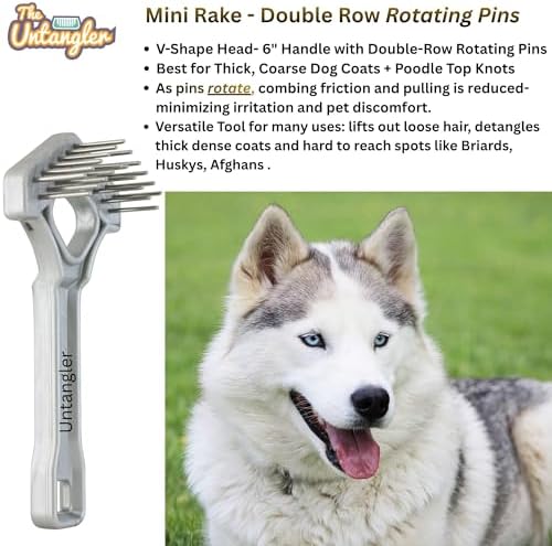 Mini-Rake V-Shaped with Double-Row Rotating Teeth (Silver with Blacktop)