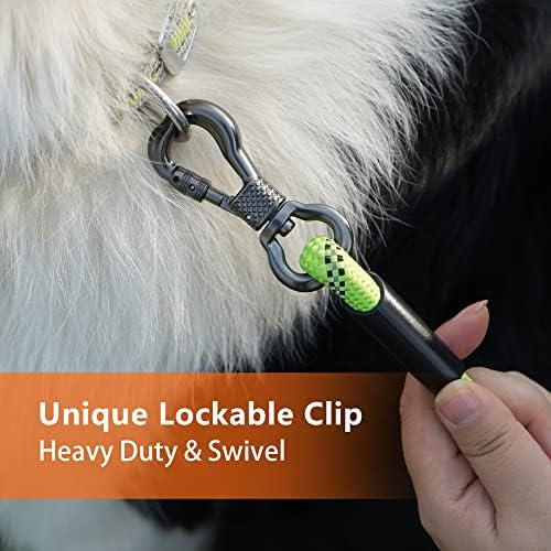 NTR Heavy Duty Dog Leash, 15FT Training Leash with Swivel Lockable Hook, Padded Handle and Highly Reflective Threads, Dog Lead for Walking, Hunting, Camping, Backyard for Small Medium Large Dog, Grey