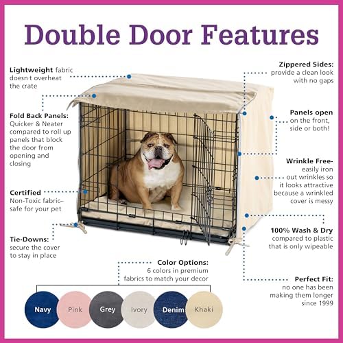 Pet Dreams Dog Crate Cover - Breathable Fabric Kennel Topper for Single-Door Crates, Fits iCrate Dog Cages 18, 24, 30, 36, 42, 48 Inches (Khaki, X Large, 42")