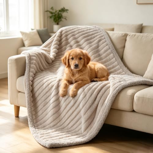 Waterproof Dog Blanket, Washable Reversible Pet Blankets, 39x57in, Camel