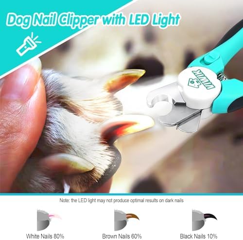 VIWIK 2 in 1 Dog Nail Trimmers with LED Light for Bloodline, Dog Comb, Dog Nail Clippers with Quick Sensor & Safety Guard to Avoid Overcutting, Cat Puppy Claw Clipper for Grooming with Nail File Blue