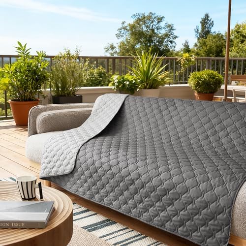gogobunny 100% Double-Sided Waterproof Dog Bed Cover Pet Blanket Sofa Couch Furniture Protector for Puppy Large Dog Cat, Reversible (82x102 Inch (Pack of 1), Dark Grey/Light Grey)