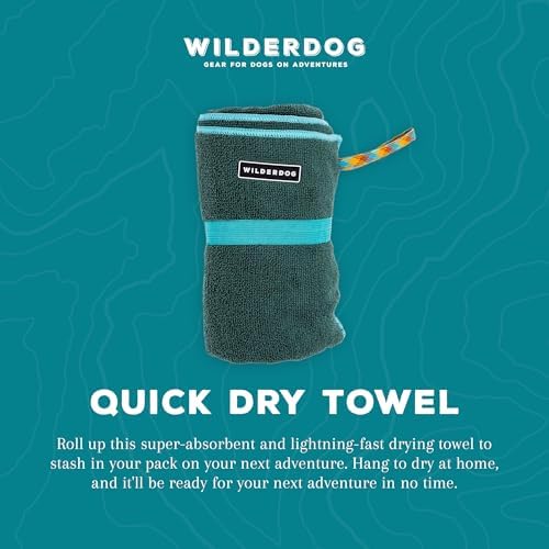 Wilderdog Quick Dry Towel for Dogs, Ideal for Home, Travel, Grooming & Outdoor Use, 24" x 48" - Green