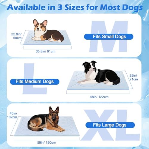 Q-Max>0.4 Dog Cooling Mat (Cool&Warm), 48''×28'', L, Blue+Grey