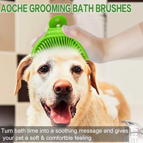 Dog Bath Brush, 2Pack Pet Grooming Brush Shedding Comb Shampoo Brush
