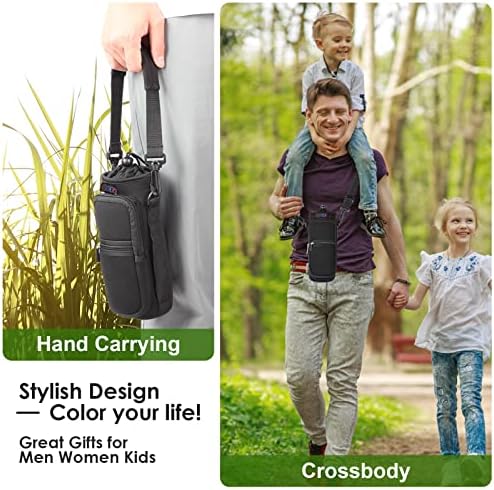 icolor Water Bottle Carrier Bag with Strap 25/32/40 oz Crossbody Bottle Holder with Phone Pocket Sling Sleeve Insulated Neoprene Water Bottle Pouch for Walking Travelling