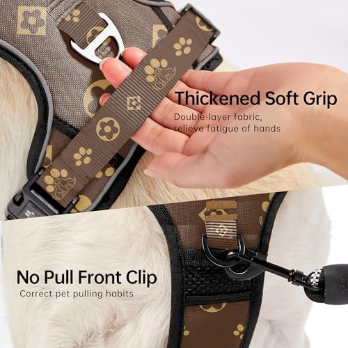 NESTROAD Reflective Dog Harness for Large Dogs,No Pull Dog Vest Harness Set
