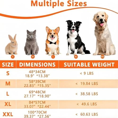 Dog Bed Mat,Soft Dog Kennel Pad with Cute Pattern (Orange Paw, XXL)