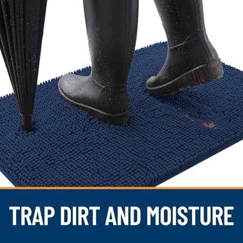 OLANLY Dog Door Mat for Muddy Paws 35x24, Super Absorbent Chenille Mud Mat