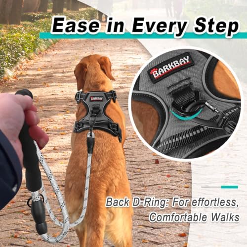 BARKBAY Dog Harness for Large Dog No Pull 2 Leash Clips Dog Vest