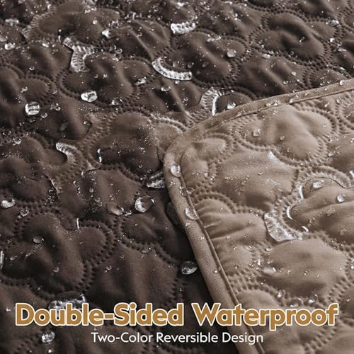 FunFurry Waterproof Dog Blanket, Couch Cover for Dogs Washable, Reversible Dog Bed Cover, Couch Furniture Protector. (Dark＆Light Brown, 30 X 70 Inch - 1 Pack)